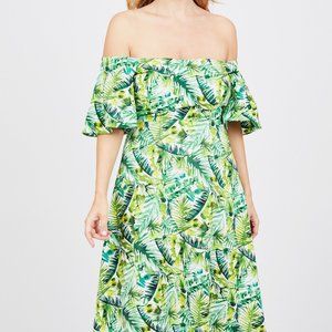 Clover and Sloane Tropical Off the Shoulder Dress